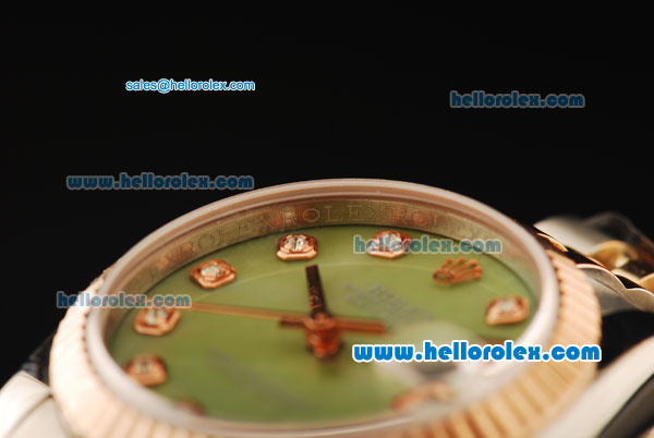 Rolex Datejust Automatic Movement ETA Coating Case with Green MOP Dial and Two Tone Strap - Click Image to Close